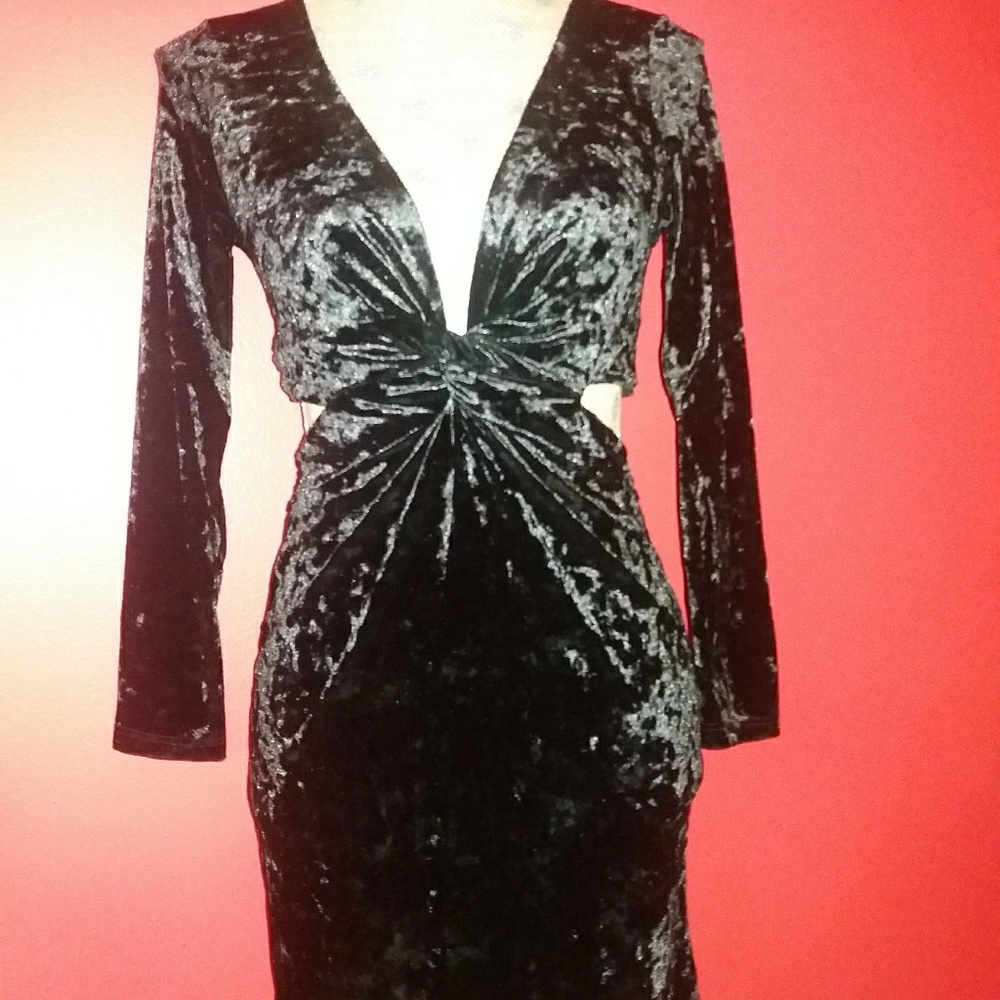 NWT Revolve Blue Life Black Velvet BB Dress - Picture 8 of 8